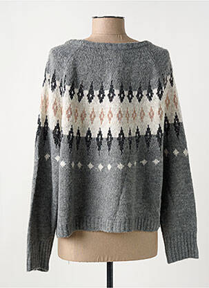 Pull tissage chiné manches longues gris BSB femme