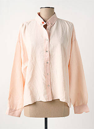 Chemisier tissage popeline manches longues rose REIKO femme