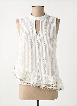 Top coupe cintrée sans manche blanc GUESS femme