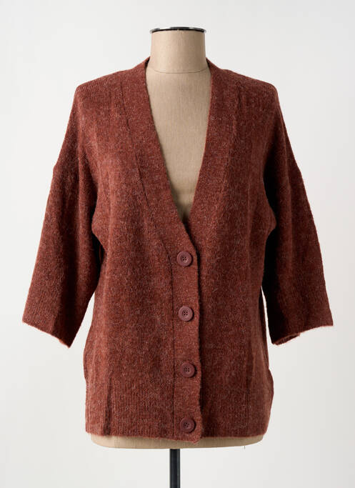 Gilet manches longues marron ICHI pour femme