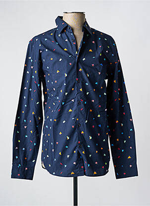 Chemise manches longues imprimé fantaisie bleu SELECTED homme
