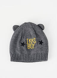 Bonnet broderie motifs brodés gris IKKS garcon