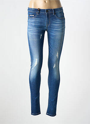 Jeans skinny effet usé délavé taille basse bleu DONOVAN femme