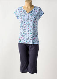 Pyjama col v bleu MASSANA femme