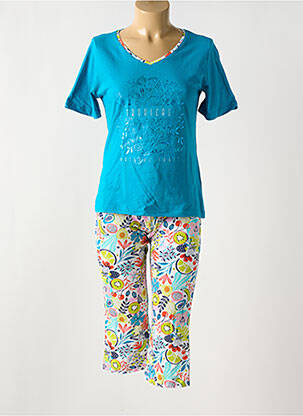 Pyjama col v bleu MASSANA femme