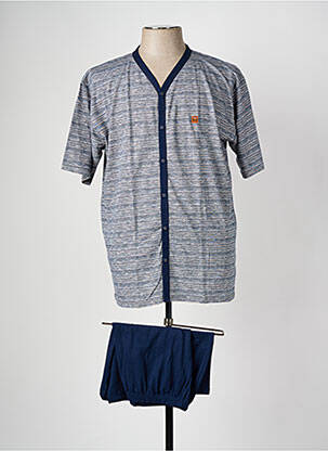 Pyjashort imprimé rayures bleu MASSANA homme