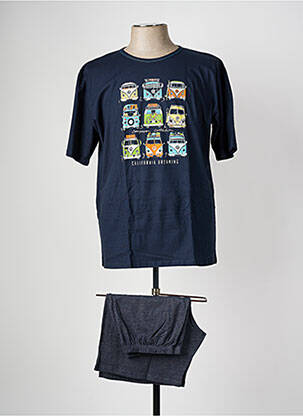 Pyjashort col rond bleu MASSANA homme