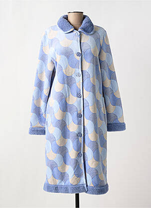 Robe de chambre col chemisier bleu EGATEX femme