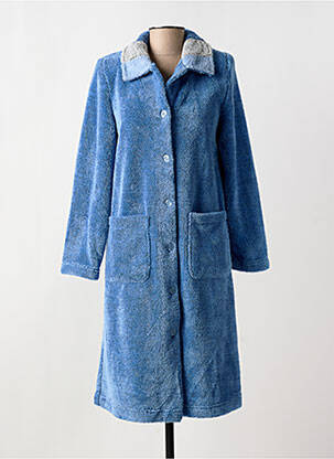 Robe de chambre col chemisier bleu EGATEX femme
