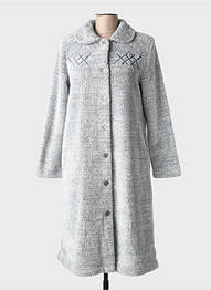 Robe de chambre col chemisier gris EGATEX femme