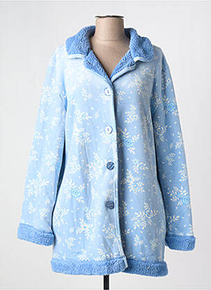 Robe de chambre col chemisier bleu EGATEX femme