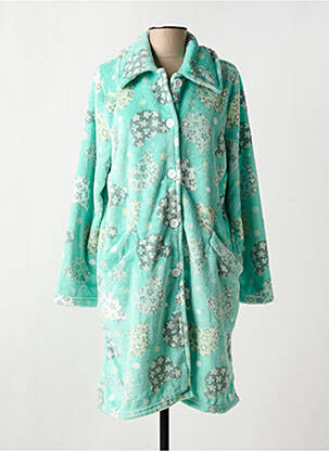 Robe de chambre col chemisier vert MASSANA femme