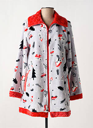 Robe de chambre fermeture zippée sur le devant gris MASSANA femme