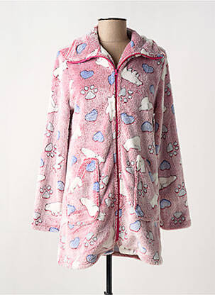 Robe de chambre fermeture zippée sur le devant rose MASSANA femme