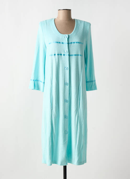 Robe de chambre fermeture boutonnée sur le devant bleu EGATEX femme