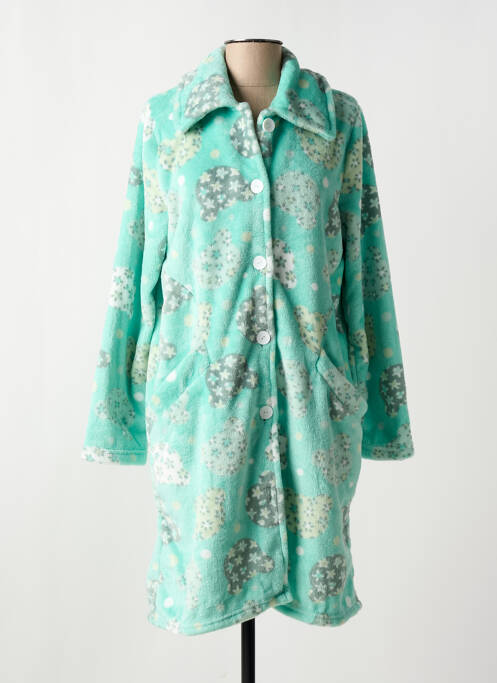Robe de chambre col chemisier vert MASSANA femme