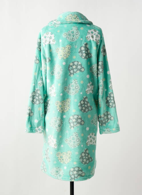 Robe de chambre col chemisier vert MASSANA femme