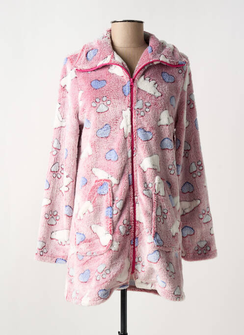 Robe de chambre fermeture zippée sur le devant rose MASSANA femme