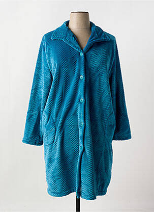 Robe de chambre col col montant bleu MASSANA femme