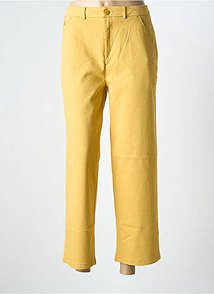Pantalon 7/8 fermeture zippée sous rabat boutonné jaune REIKO femme