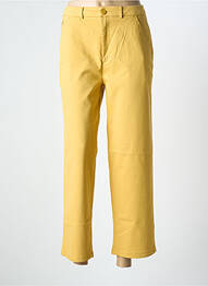Pantalon 7/8 fermeture zippée sous rabat boutonné jaune REIKO femme
