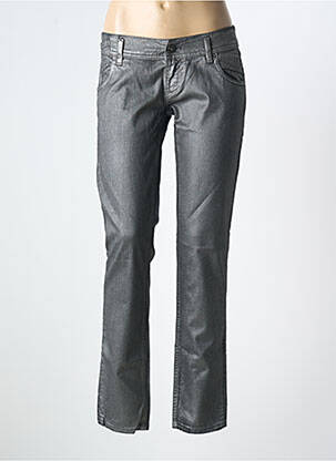 Jeans coupe droite broderie rivets taille basse argent FREESOUL femme