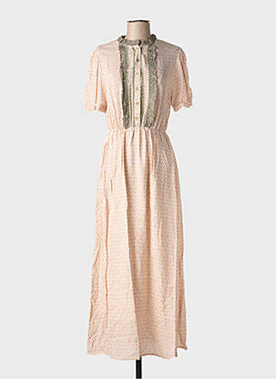 Robe longue imprimé fantaisie manches courtes blanc IMPREVU femme