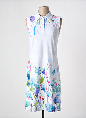 Robe mi-longue imprimé fleurs sans manche blanc DOLCEZZA femme