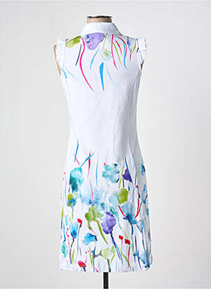 Robe mi-longue imprimé fleurs sans manche blanc DOLCEZZA femme