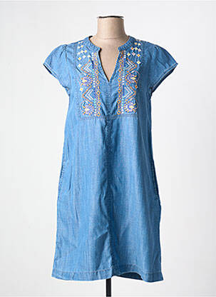 Robe mi-longue manches courtes manches courtes bleu MD'M femme