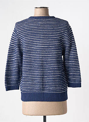 Gilet manches longues col rond bleu MARBLE femme