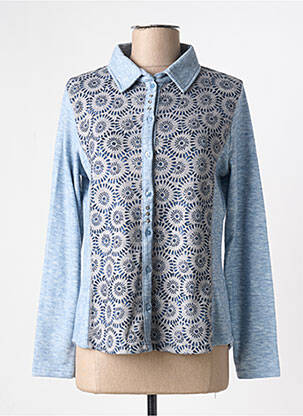 Chemisier coupe cintrée manches longues bleu I.ODENA femme