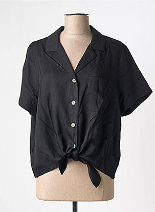 Chemisier tissage popeline manches courtes noir FRNCH femme