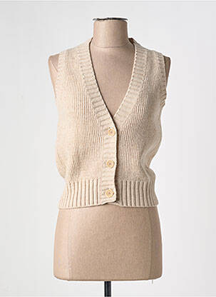 Gilet sans manche coupe cintrée beige THINKING MU femme