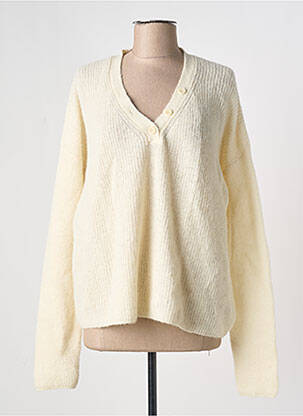 Pull coupe droite manches longues beige THINKING MU femme