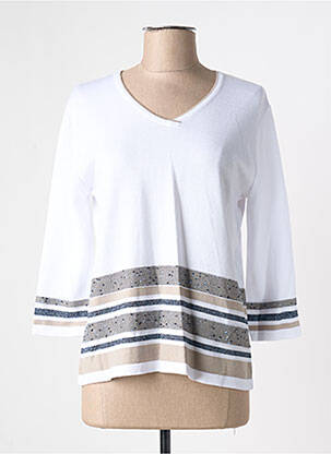 Pull coupe cintrée manches 3/4 blanc I.ODENA femme