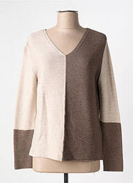 Pull col v manches longues marron I.ODENA femme