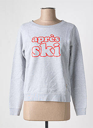 Sweat-shirt sérigraphie floquée manches longues gris FRENCH DISORDER femme