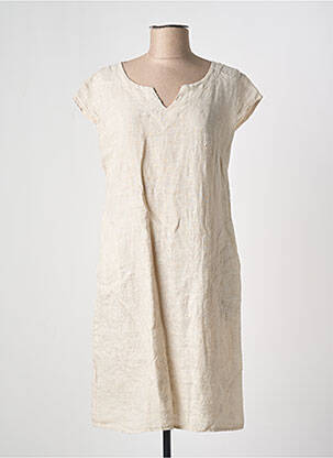 Robe mi-longue beige COULEURS DU TEMPS pour femme