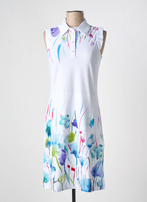 Robe mi-longue imprimé fleurs sans manche blanc DOLCEZZA femme