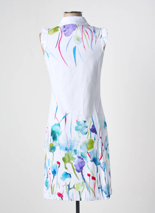 Robe mi-longue imprimé fleurs sans manche blanc DOLCEZZA femme
