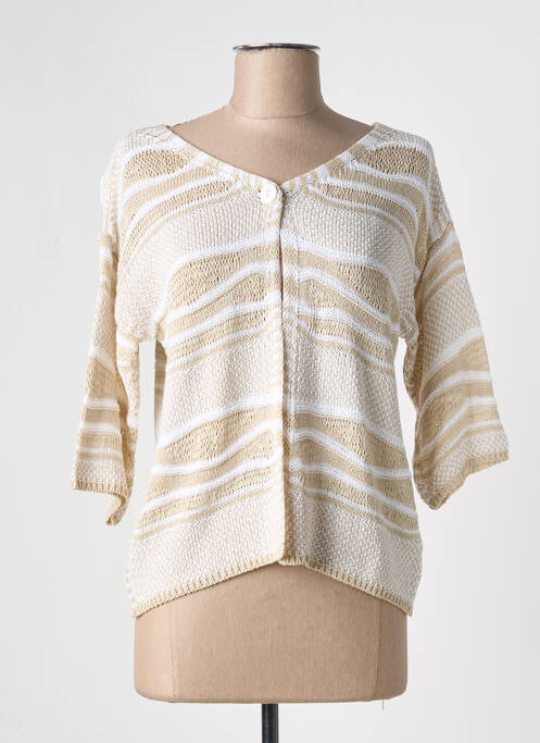 Gilet manches longues manches 3/4 beige I.ODENA femme