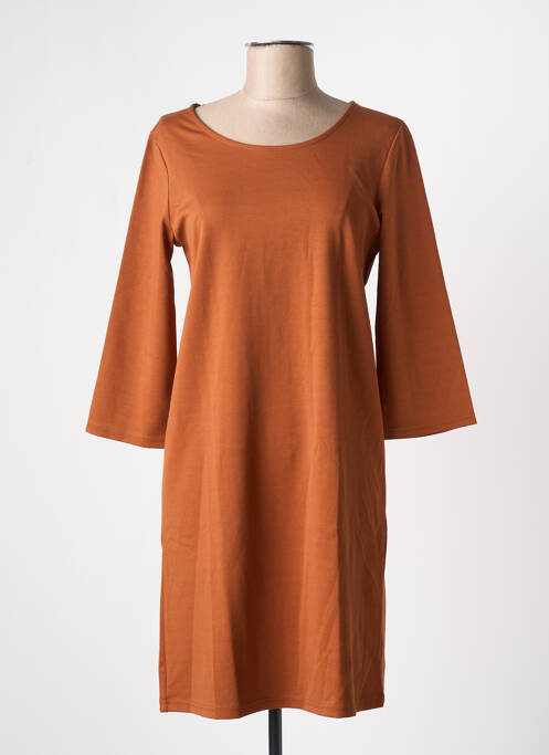 Robe mi-longue marron ICHI pour femme