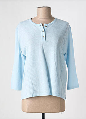 Pull coupe cintrée manches 3/4 bleu I.ODENA femme