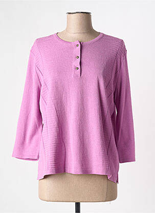 Pull coupe cintrée manches 3/4 rose I.ODENA femme