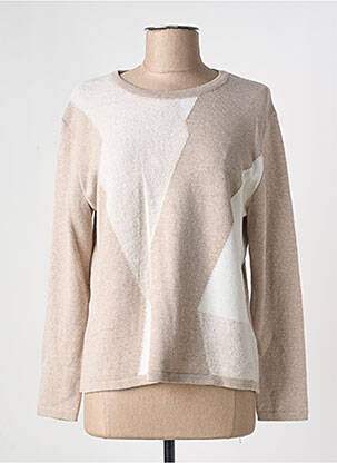 Pull tissage chiné manches longues beige I.ODENA femme