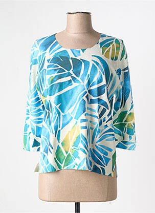 Pull coupe cintrée manches 3/4 bleu I.ODENA femme