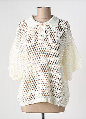 Pull maille ajourée manches 3/4 beige ESQUALO femme