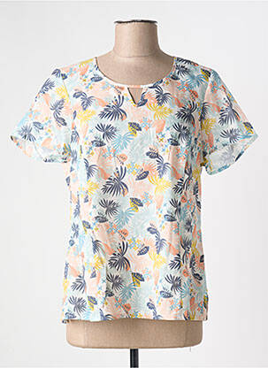 Blouse légère et transparente manches courtes bleu GUY DUBOUIS femme