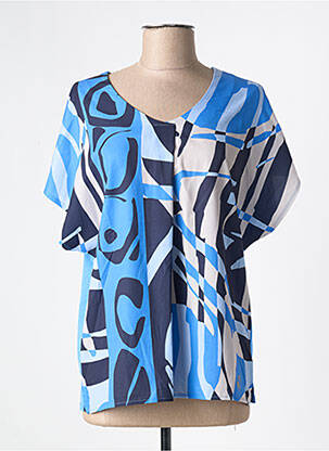T-shirt imprimé fantaisie manches courtes bleu BARBARA LEBEK femme